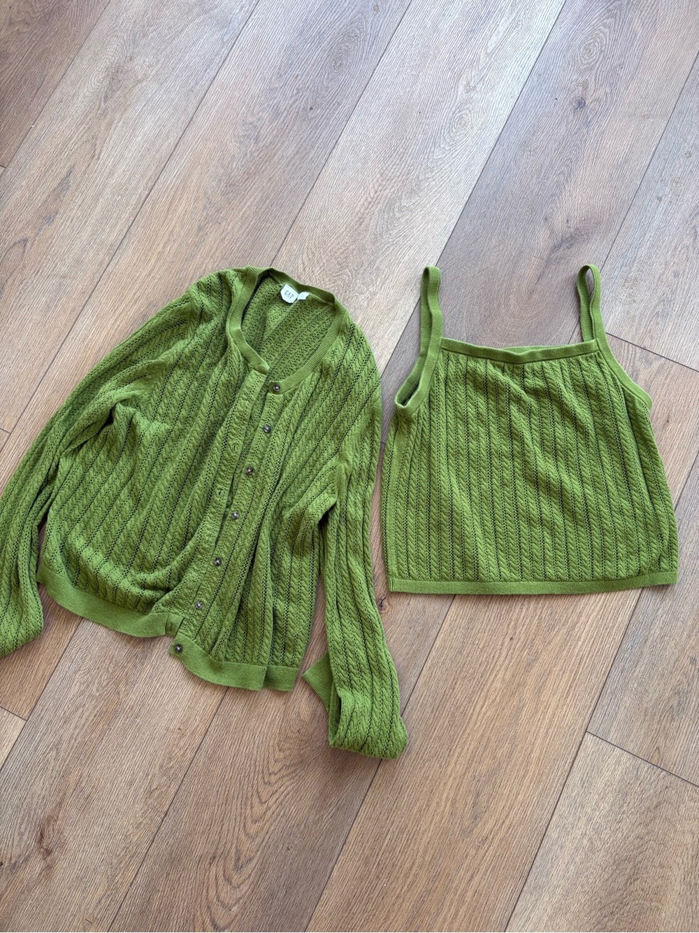 GAP Olive Green Cable-Knit Tank & Cardigan Set